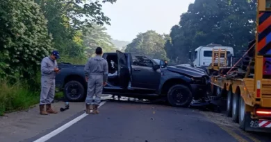 Três morrem em acidente entre caminhonete e carreta na BR-110 na Bahia.